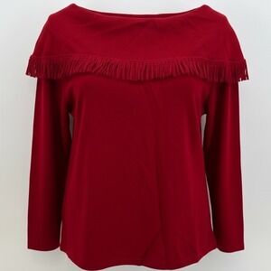 Lady Dorby Red Sweater with Fringe Size 2XL 90s Vintage Boho‎